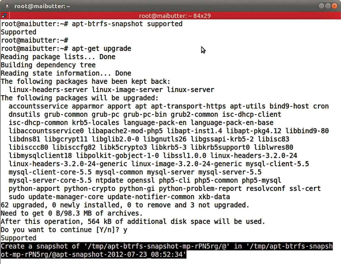A number of updates have already accumulated. A snapshot created directly before installing the update allows for a simple rollback if you are not convinced of the update's stability. A number of updates have already accumulated. A snapshot created directly before installing the update allows for a simple rollback if you are not convinced of the update's stability.