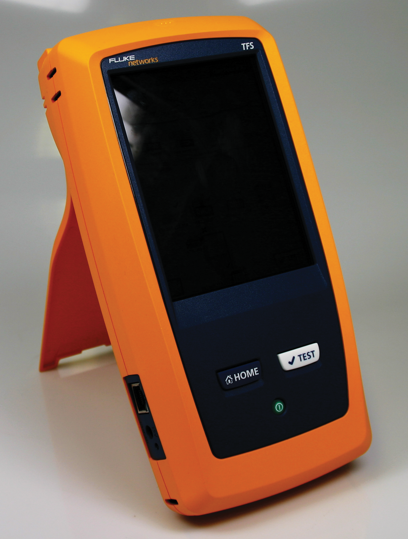 The OneTouch AT network tester by Fluke Networks. The device has a large touchscreen and needs a fan. The OneTouch AT network tester by Fluke Networks. The device has a large touchscreen and needs a fan.
