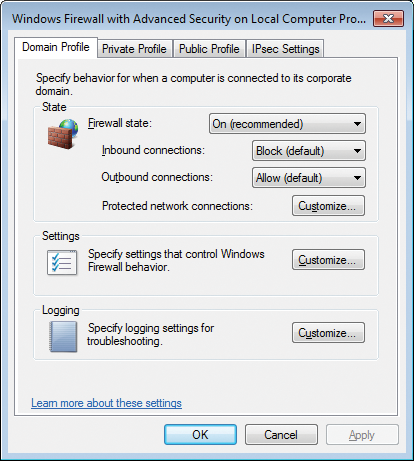 By default, the Firewall allows outbound connections and blocks all inbound connections. By default, the Firewall allows outbound connections and blocks all inbound connections.