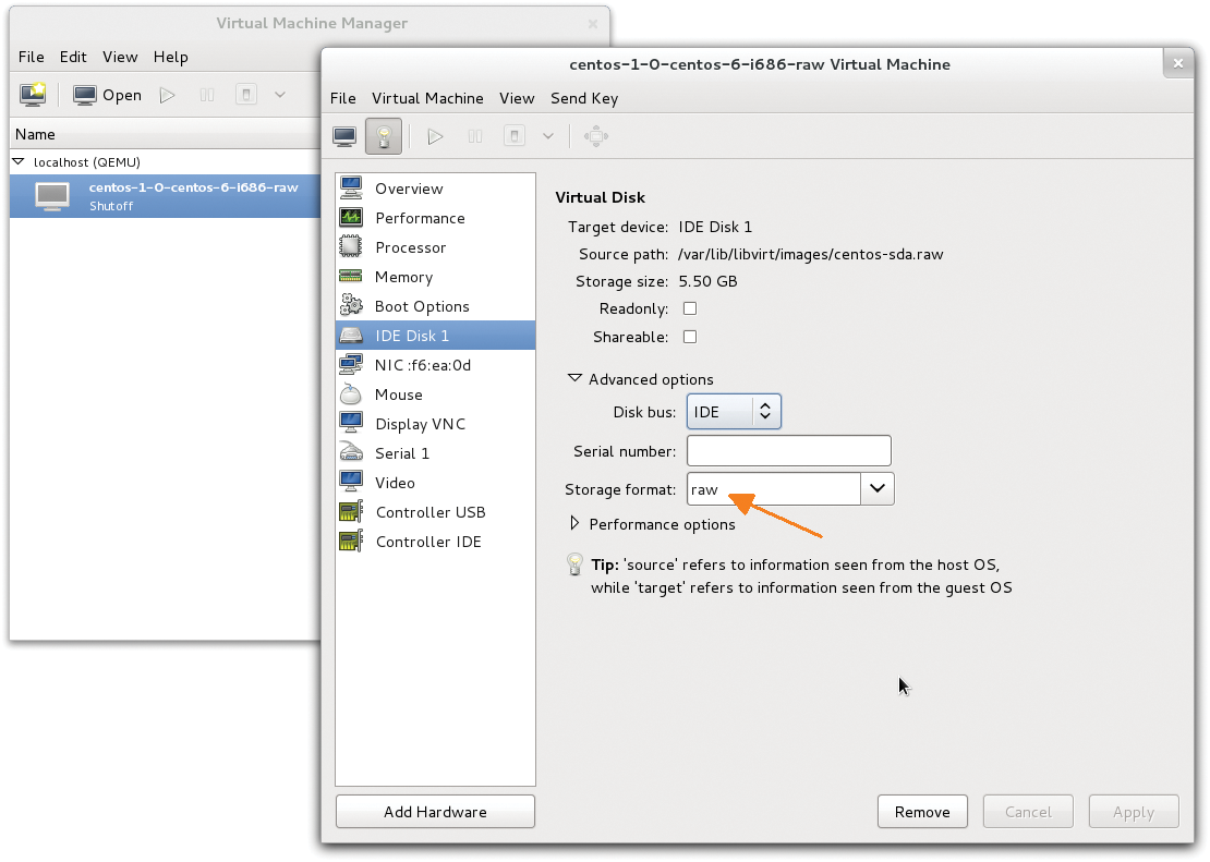 The disk storage format is wrongly preset for QCOW2 images. The disk storage format is wrongly preset for QCOW2 images.