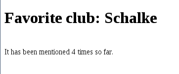 Users then see their choice on a new page, along with a statement on how often the team was chosen by other users. Users then see their choice on a new page, along with a statement on how often the team was chosen by other users.