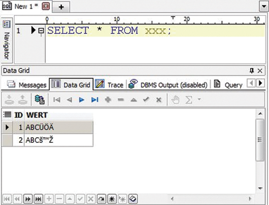 Faulty character representation after a data transfer without conversion. Faulty character representation after a data transfer without conversion.