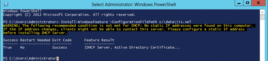 Installing server roles in PowerShell via an XML file. Installing server roles in PowerShell via an XML file.