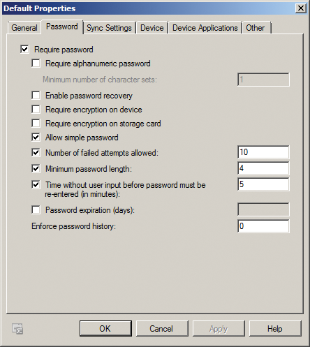 Configuring the Exchange ActiveSync policy for smartphones. Configuring the Exchange ActiveSync policy for smartphones.