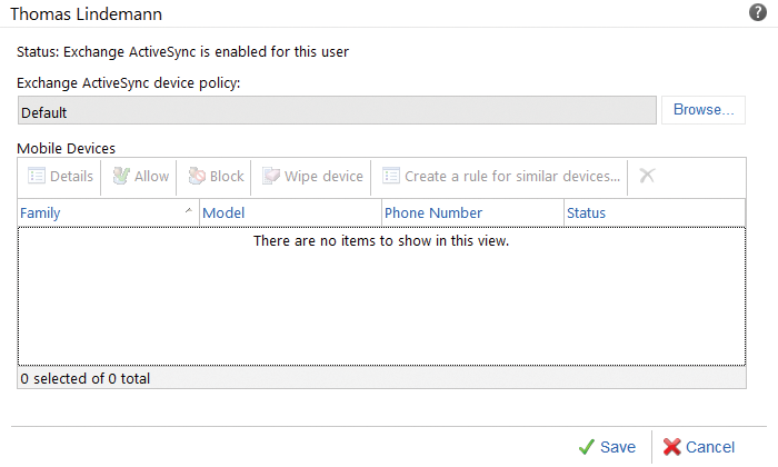 Checking the settings for a user. Checking the settings for a user.