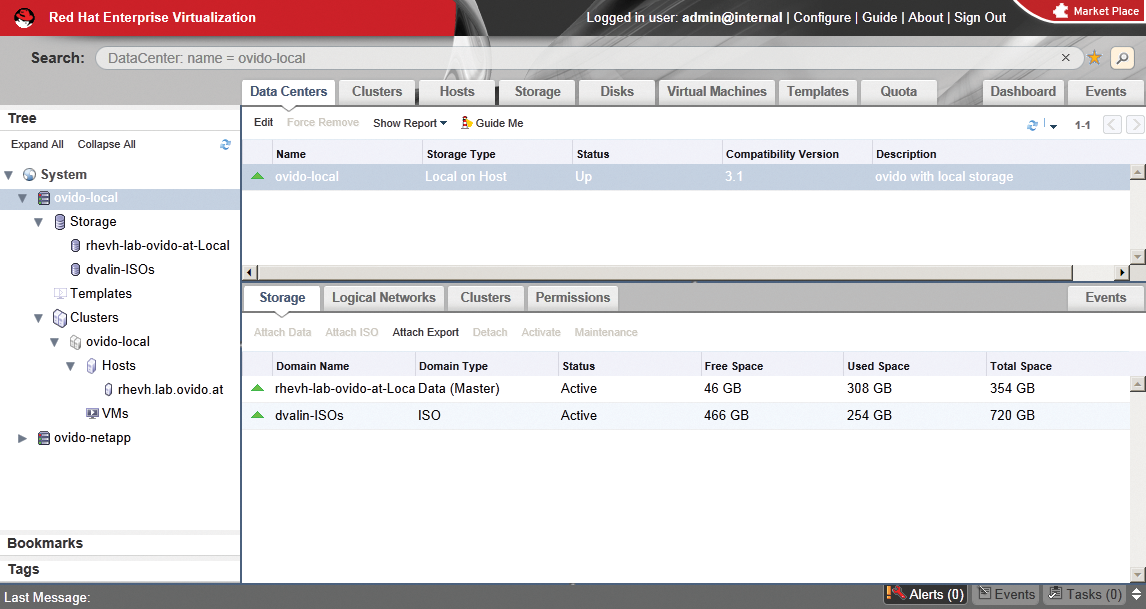 The RHEV administrator portal supports environment configuration. The RHEV administrator portal supports environment configuration.