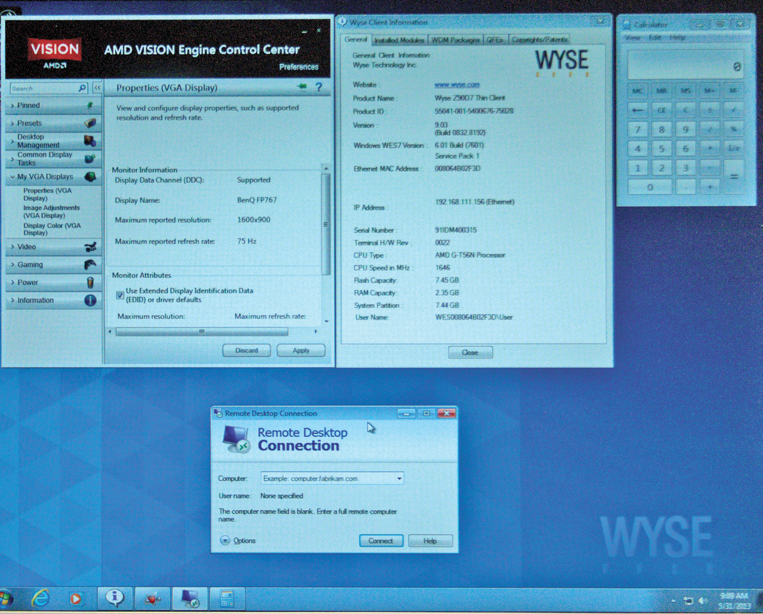 A configuration interface with a Windows look and feel: the Dell Wyse Z90. A configuration interface with a Windows look and feel: the Dell Wyse Z90.