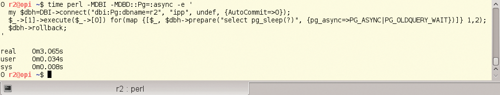 PG_ASYNC|PG_OLDQUERY_WAIT tells a Perl script to wait for the end of the first query. PG_ASYNC|PG_OLDQUERY_WAIT tells a Perl script to wait for the end of the first query.