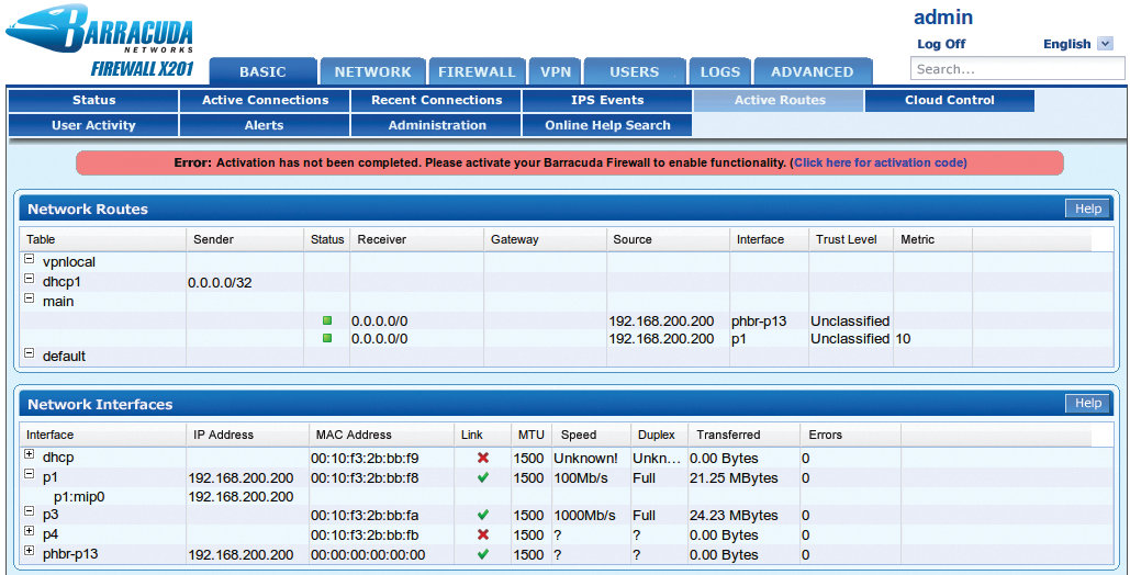 The Barracuda Firewall can be managed completely via a web interface. The Barracuda Firewall can be managed completely via a web interface.