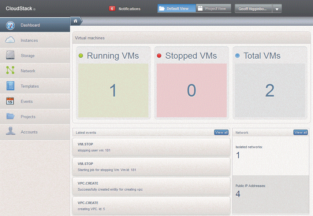 CloudStack offers an end user web interface to manage VMs running within the cloud environment. CloudStack offers an end user web interface to manage VMs running within the cloud environment.