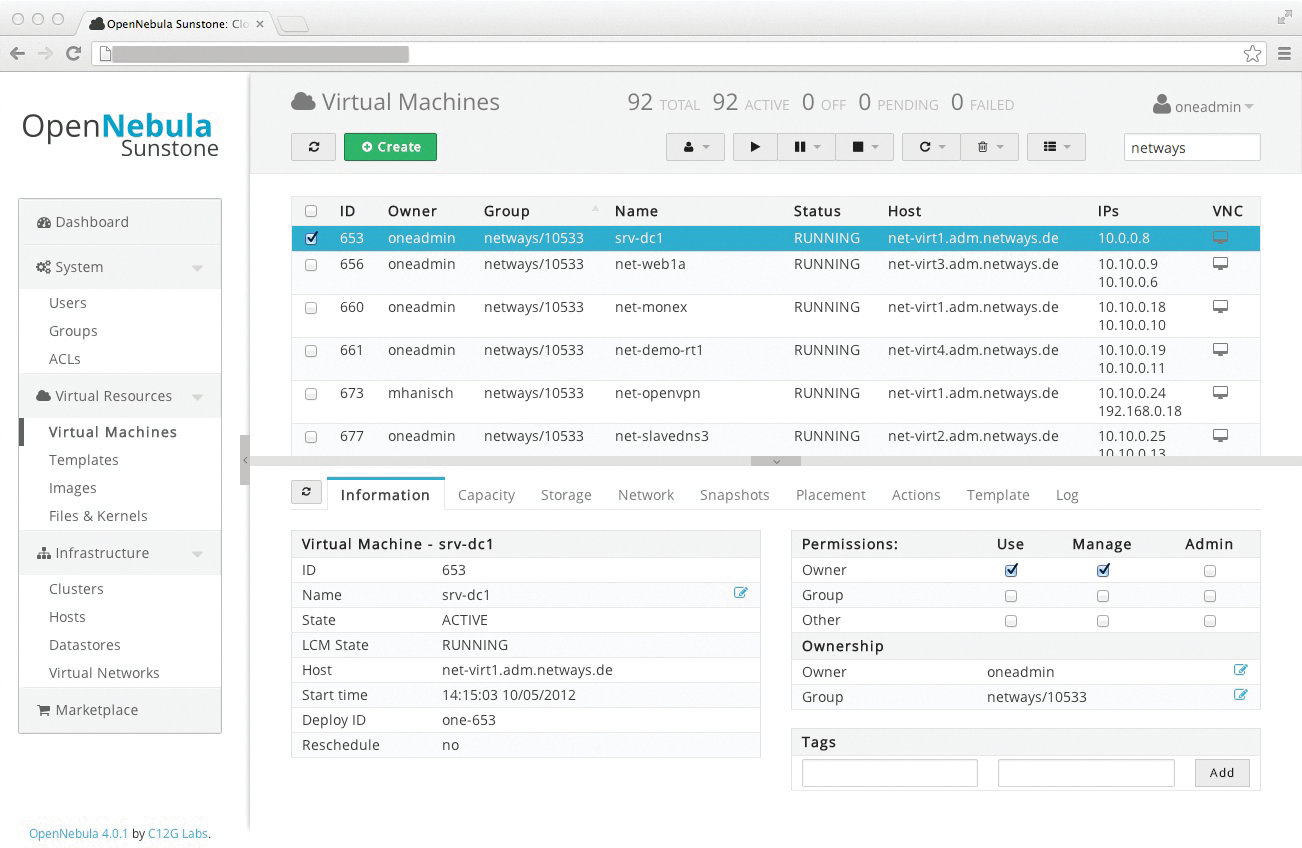 The new web interface in OpenNebula 4.2. The new web interface in OpenNebula 4.2.