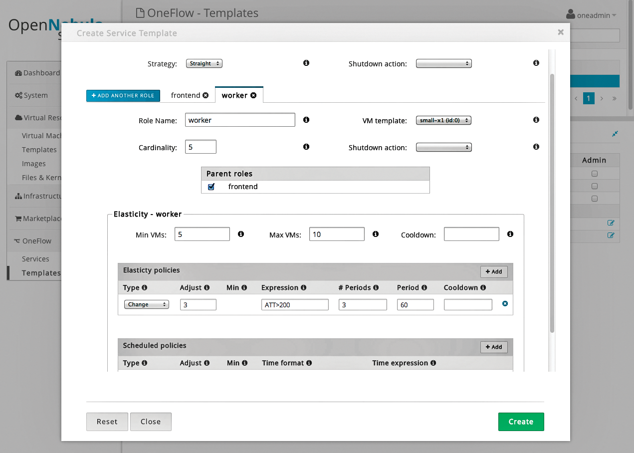 OpenNebula supports Scheduled and Elasticity Policies for the automatic adjustment of resources. OpenNebula supports Scheduled and Elasticity Policies for the automatic adjustment of resources.
