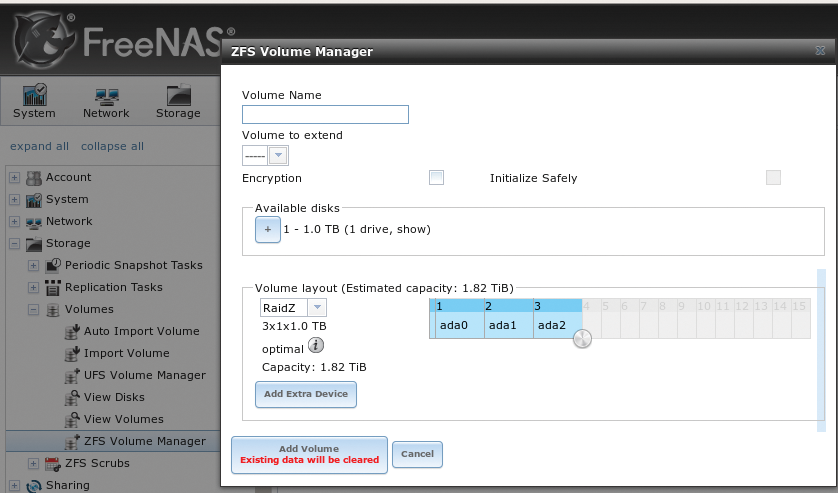 The FreeNAS ZFS Volume Manager. The FreeNAS ZFS Volume Manager.