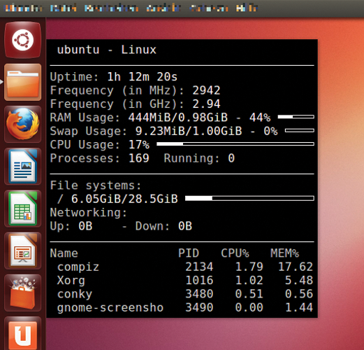 Conky is not exactly pretty with the simple configuration file that comes with the program. Conky is not exactly pretty with the simple configuration file that comes with the program.