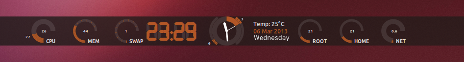 Conky with an appropriately customized configuration file. Admins will find any number of configuration and tuning tips on the Internet. Conky with an appropriately customized configuration file. Admins will find any number of configuration and tuning tips on the Internet.