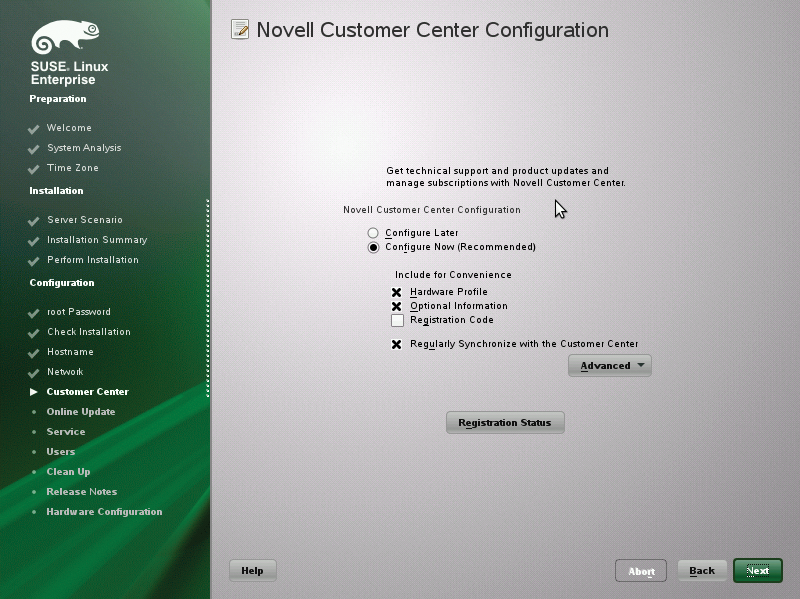 Unless you register with the Novell Customer Center, you receive no updates. Unless you register with the Novell Customer Center, you receive no updates.