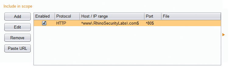 Target scope set in Burp Suite. Target scope set in Burp Suite.