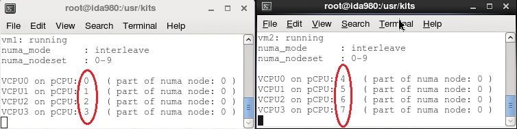 pCPU isolation of vm1 and vm2. pCPU isolation of vm1 and vm2.