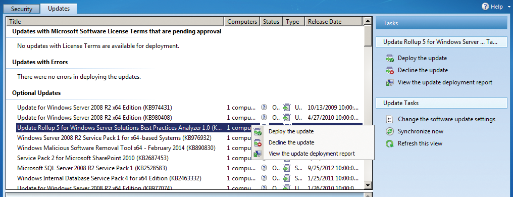 SBS 2011's patch management installs critical and optional updates. SBS 2011's patch management installs critical and optional updates.