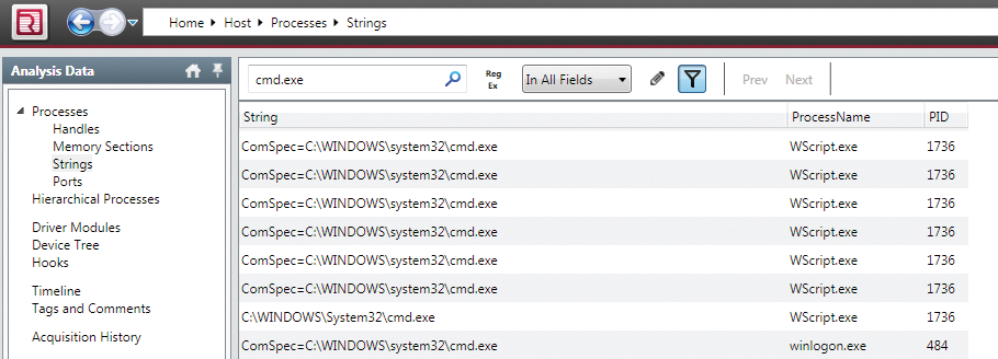 Using the Redline Strings output to look for additional evidence of malware. Using the Redline Strings output to look for additional evidence of malware.