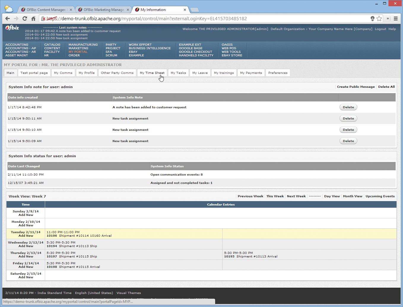 The Apache OFBiz framework. The Apache OFBiz framework.