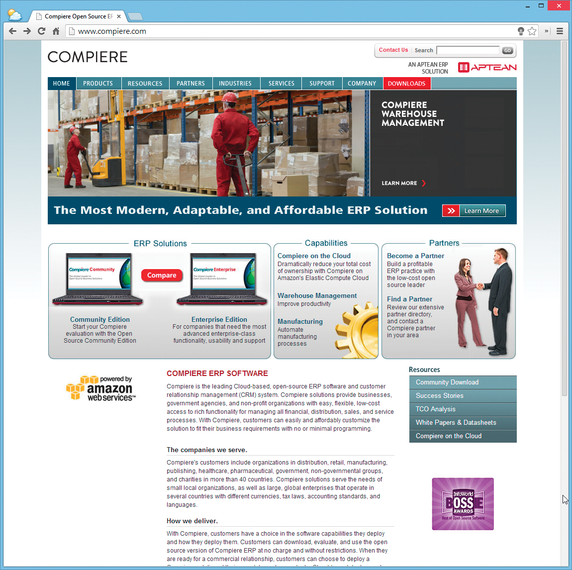 Compiere sports the AWS logo; unfortunately, it cannot be found in the AWS cloud. Compiere sports the AWS logo; unfortunately, it cannot be found in the AWS cloud.