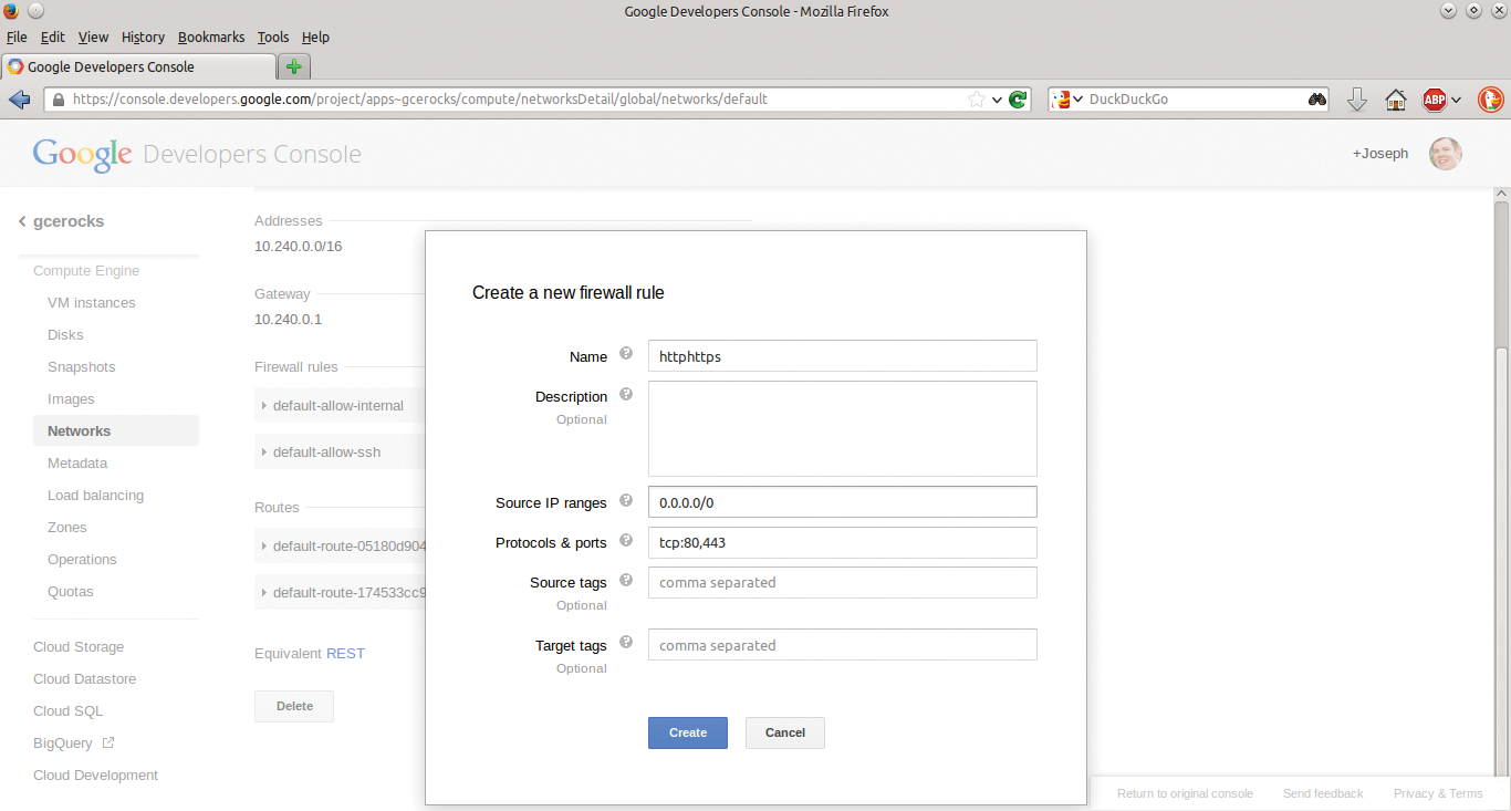 Creating a new firewall rule. Creating a new firewall rule.