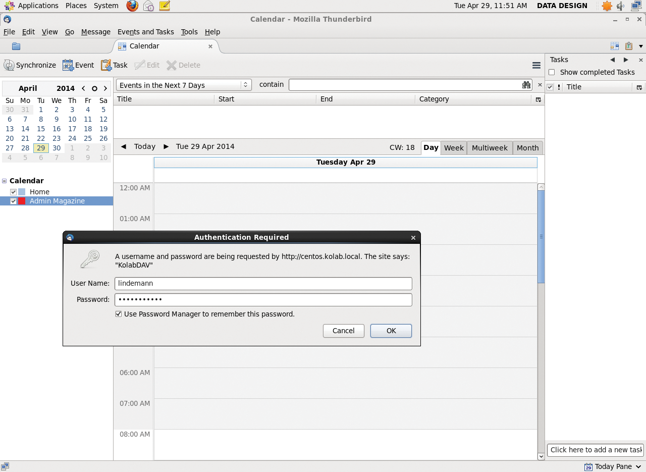 Kolab authorization – Thunderbird, Lightning, and Kolab cooperating via SabreDAV. However, this does not always work smoothly. Kolab authorization – Thunderbird, Lightning, and Kolab cooperating via SabreDAV. However, this does not always work smoothly.