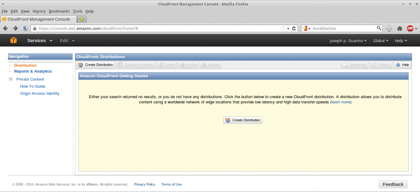 Creating a CloudFront distribution. Creating a CloudFront distribution.
