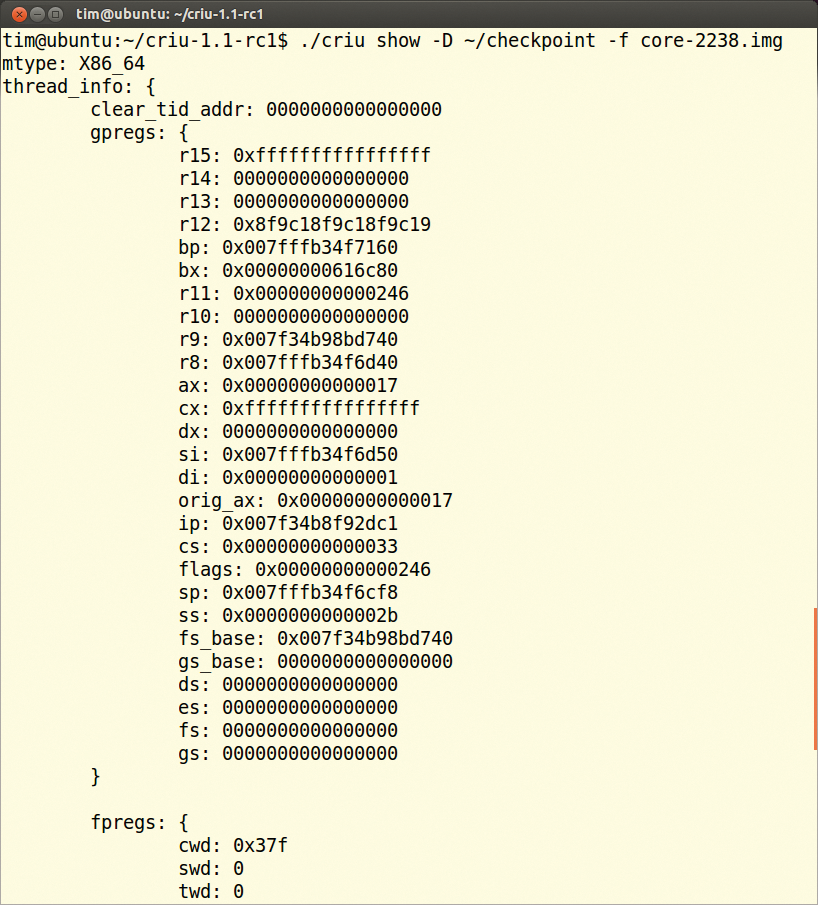 CRIU provides insight into the contents of a stored process. CRIU provides insight into the contents of a stored process.