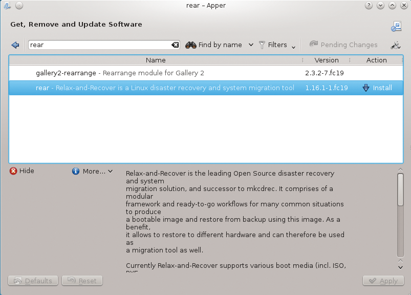 Fedora 19 comes with ReaR Version 1.15. Fedora 19 comes with ReaR Version 1.15.