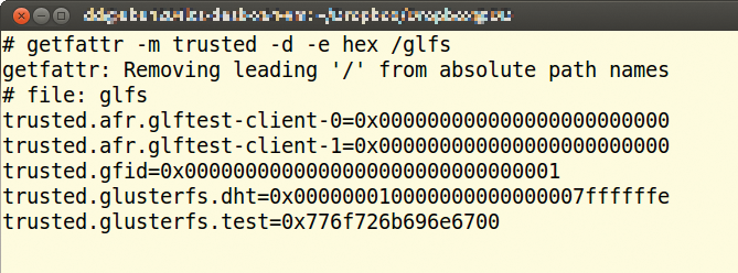 GlusterFS uses the extended attributes of the back-end filesystem for storing metadata. GlusterFS uses the extended attributes of the back-end filesystem for storing metadata.