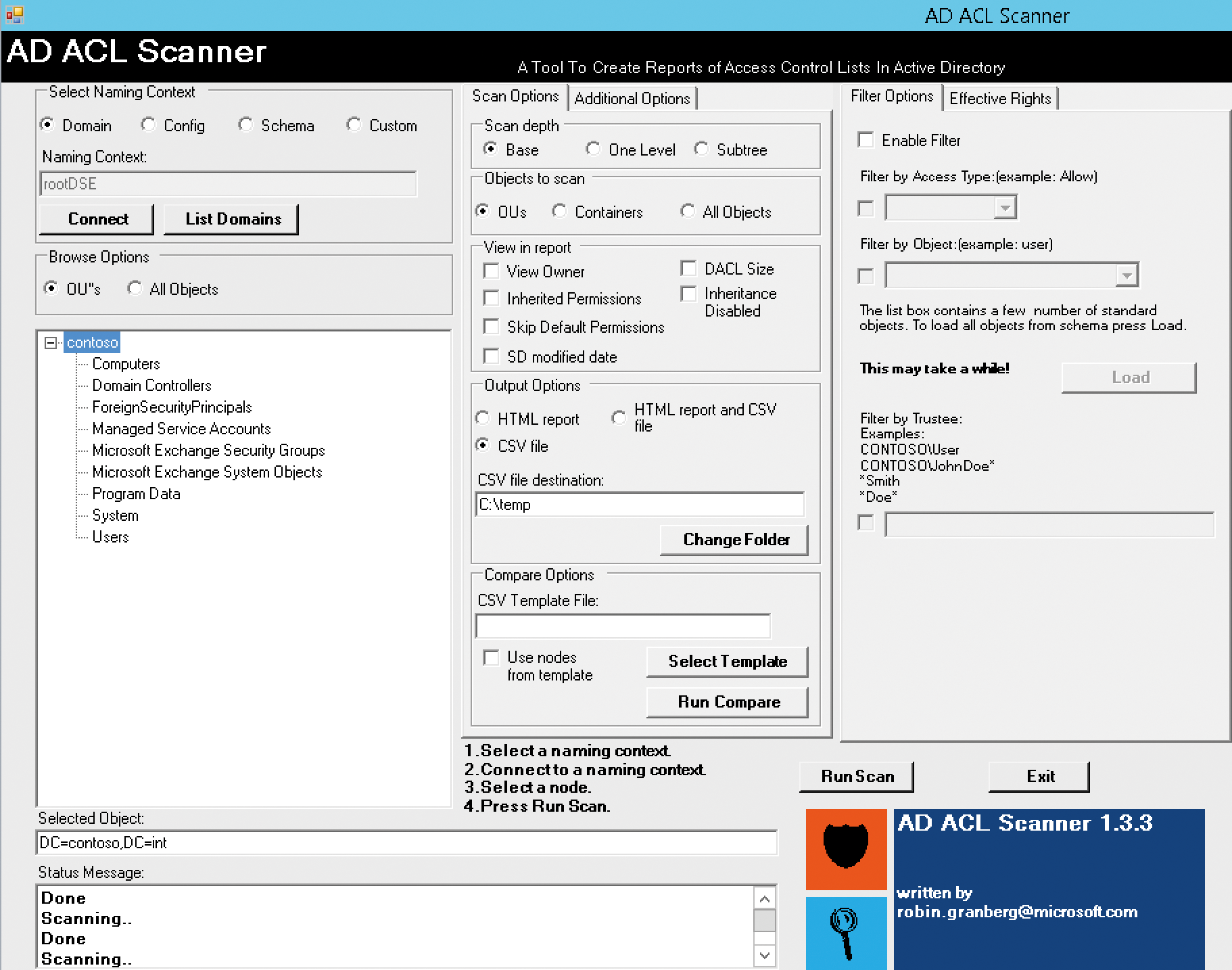 AD ACL scanner lets you view reports on the authorizations structure in Active Directory. AD ACL scanner lets you view reports on the authorizations structure in Active Directory.