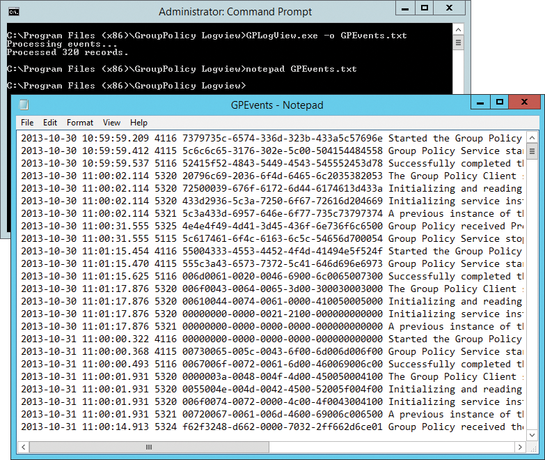 With gplogview.exe, you can create a logfile for all events related to group policies. With gplogview.exe, you can create a logfile for all events related to group policies.
