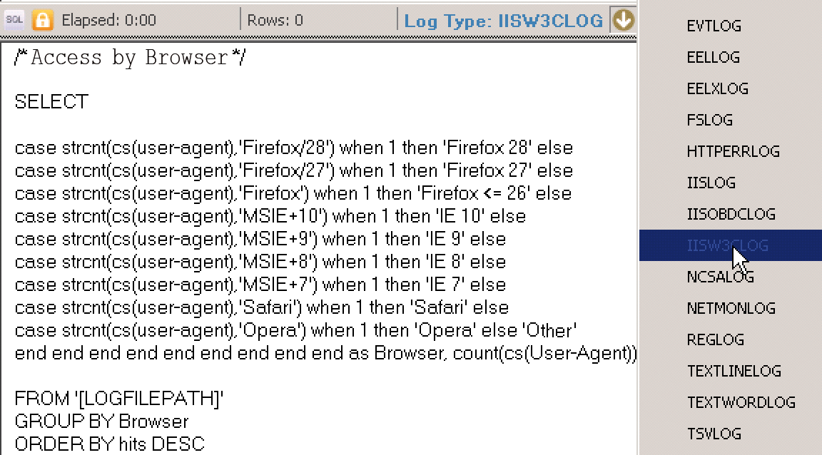 Studio supports a variety of log types. Studio supports a variety of log types.