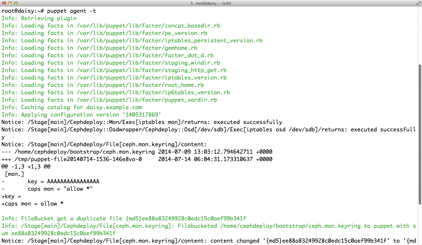 In Puppet, a large part of the load is typically borne by the Puppet server. Configuration steps are compiled as a catalog on the server and then sent to the client. In Puppet, a large part of the load is typically borne by the Puppet server. Configuration steps are compiled as a catalog on the server and then sent to the client.