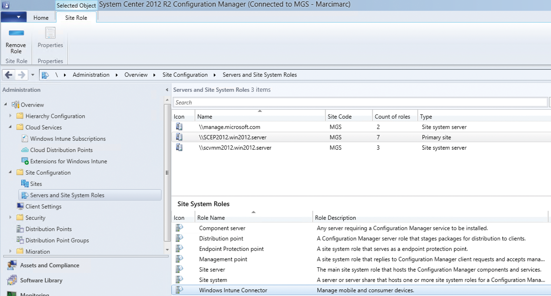 After completing the install, the Windows Intune Connector is available in the SCCM management console. After completing the install, the Windows Intune Connector is available in the SCCM management console.