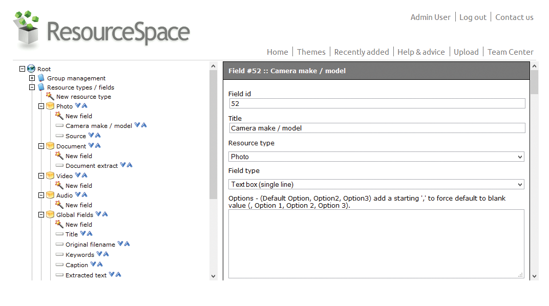 Users can adjust the metadata fields for ResourceSpace via the system setup. Users can adjust the metadata fields for ResourceSpace via the system setup.