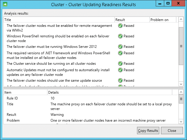 Analyze the cluster before enabling Cluster Aware Update. This ensures that the function will work optimally later. Analyze the cluster before enabling Cluster Aware Update. This ensures that the function will work optimally later.