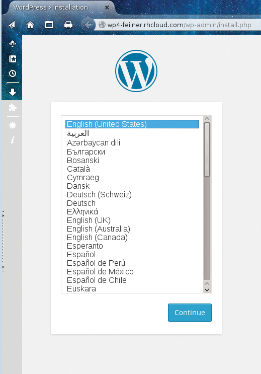 … and a quick check shows: Yes, the WordPress setup wizard is available at the URL promised. … and a quick check shows: Yes, the WordPress setup wizard is available at the URL promised.