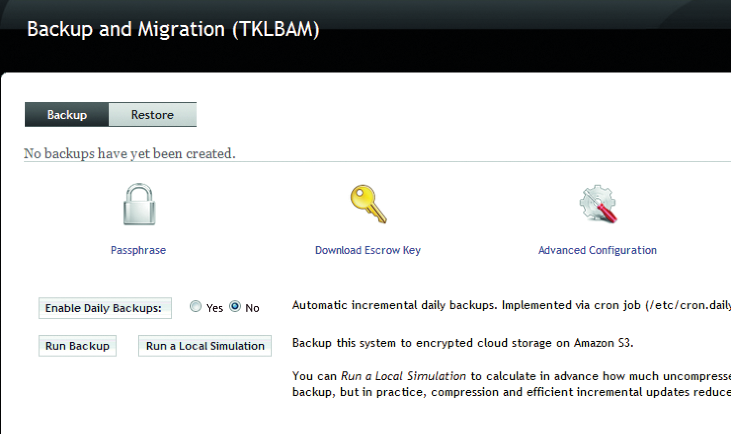 The TKLBAM module. The TKLBAM module.