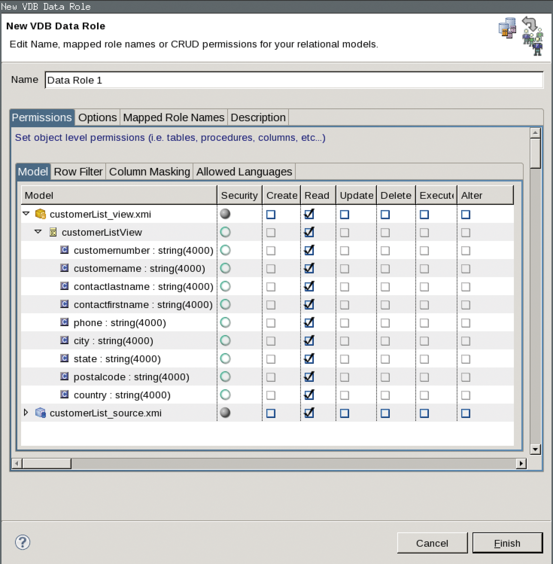 Assigning permissions for a table. Assigning permissions for a table.