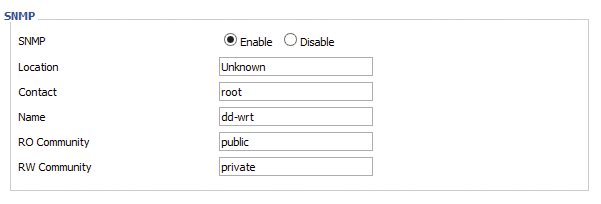 The SNMP agent in the free router firmware DD-WRT is quickly enabled and accepts read and write access. The SNMP agent in the free router firmware DD-WRT is quickly enabled and accepts read and write access.
