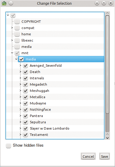 Choosing the files to back up. Choosing the files to back up.