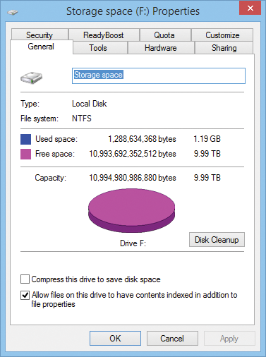 The storage pool appears as a local drive in Windows Explorer. The storage pool appears as a local drive in Windows Explorer.