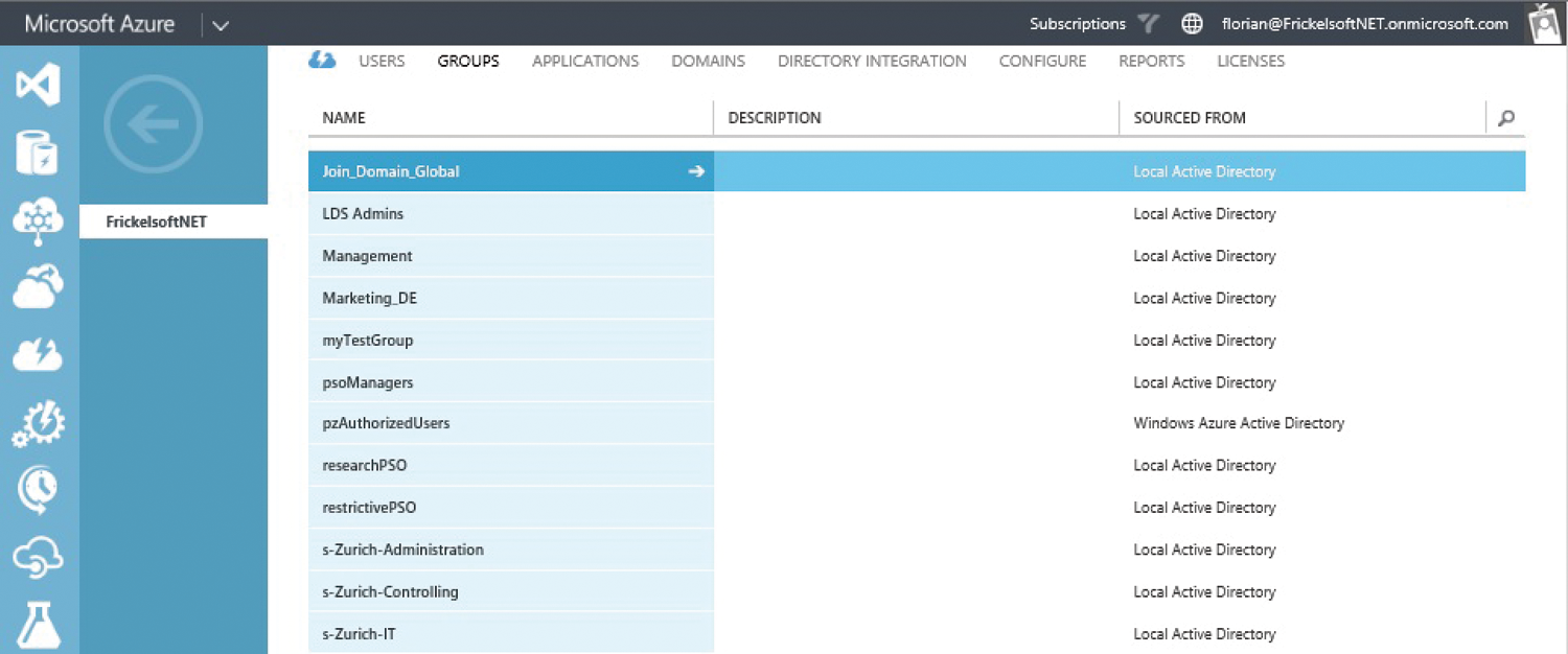 Groups in Azure AD are best managed manually in the Azure Management Portal. Groups in Azure AD are best managed manually in the Azure Management Portal.