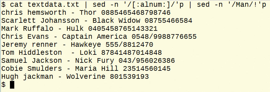 Processing several instances of sed using a pipe. Processing several instances of sed using a pipe.