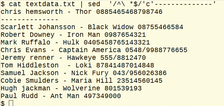 Replacing an entire line matched to a search pattern. Replacing an entire line matched to a search pattern.
