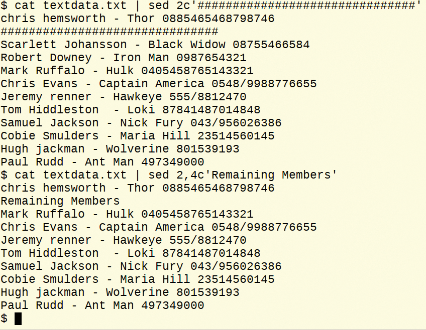 Replacing whole lines by line number. Replacing whole lines by line number.
