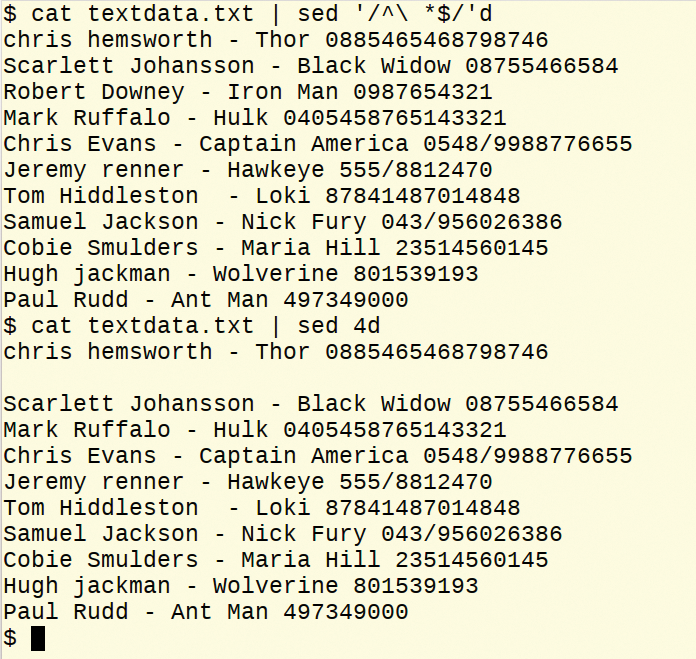 Deleting lines. Deleting lines.